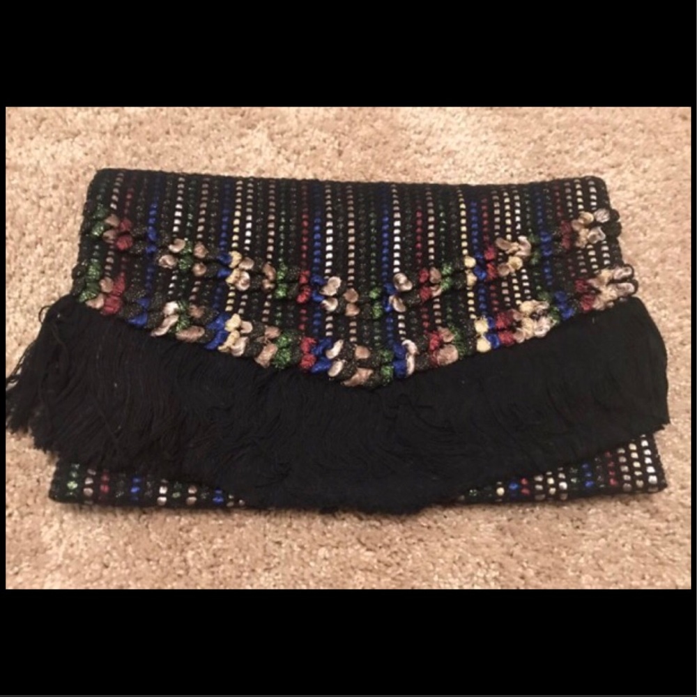 NWT Stella & Dot Black/Metallic Taj Clutch